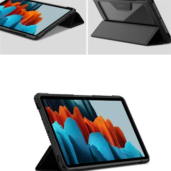 Triecienizturīgs Tablete Aizsardzības Gadījumā Magnētisko Trifold Stāvēt Ādas Vāks priekš Samsung Galaxy Tab S7 Planšetdatoru Aksesuāri