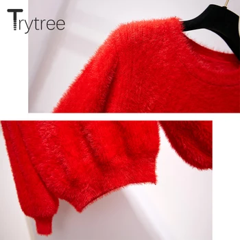 Trytree Rudens Ziemas Divi gabals, kas Gadījuma O-veida kakla Laternu Piedurknēm Tops + Svārki Mini-line Modes Biroja Dāma Set 2 Gabals, kas
