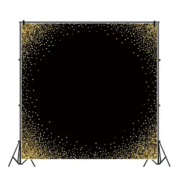 Tumši Melna, Spīdīga Zelta Polka Dot Light Bokeh Dzimšanas Dienas Svinības Personalizētu Photocall Portreta Foto Fona Fotogrāfijas Fons