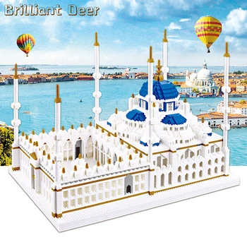 Turcijas Zilās Mošejas 6850 GAB., Ķieģeļu Mikro Dimanta Bloku Pasaules Slaveno Arhitektūras Piemineklis DIY 3D Puzzle Rotaļlietas Bērniem