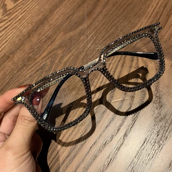 Tuvredzība Hyperopia Sieviešu Saulesbrilles Vintage skaidrs, lēcas, brilles dāmas luksusa rhinestone brilles vīriešiem optisko Toņos
