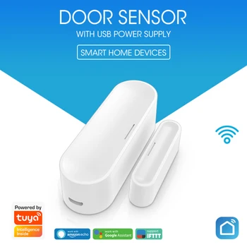 Tuya Smart Zigbee/WiFi Durvju Logu Sensors Detektoru Durvis Atvērtas / Aizvērtas Detektori Brīdinājuma APP Kontroles Darbs Ar Alexa, Google Home