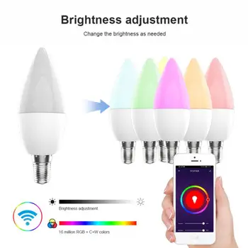 Tuya WiFi Smart Spuldzes Gaismas RGB + W + C LED Sveces Spuldzes E14 Regulējamas Gaismas Smart Life / Tālvadības Saderīga Ar Alexa