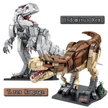 Tyrannosaurus Rex T. rex Trakot Indominus Dinozauru Celtniecības Bloki, Ķieģeļu Jurassic Park Pasaules Modelis Moduļu Radītājs Ekspertu Rotaļlietas