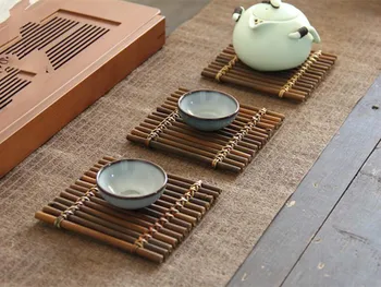 Tējas ceremonija bambusa spainis tases turētājs, tējas tase pad, pot pad, siltuma izolācijas starplika, tēja, aizkars, tēja mat, tīra rokasgrāmata bambusa pad