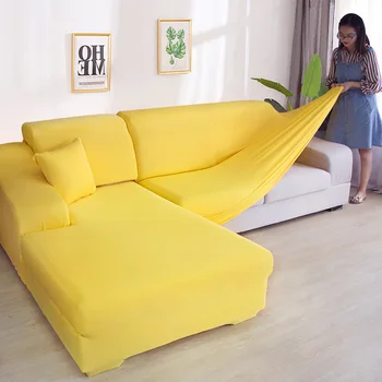 Tīrtoņa krāsu stūra dīvānu pārvalki dzīvojamā istaba elastīgi spandex slipcovers dīvāna pārsegs stiept dīvāns dvieļu L formas ir nopirkt 2piece