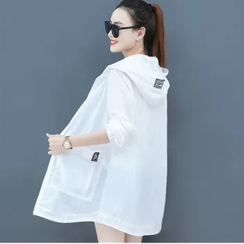 UHYTGF Zaudēt 5XL Lielgabarīta saules aizsardzības apģērbu ar garām piedurknēm Anti-UV āra vasaras top jaka sievietēm elpojošs plānais mētelis 1059