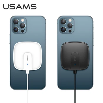 USAMS Gaismas Magnētisko Bezvadu Lādētājs iPhone 12 12Pro Max Magsafe Lādētājs 15W iPhone 12 Mini Ultra Plānas Lādētāju Ātri