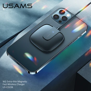 USAMS Gaismas Magnētisko Bezvadu Lādētājs iPhone 12 12Pro Max Magsafe Lādētājs 15W iPhone 12 Mini Ultra Plānas Lādētāju Ātri