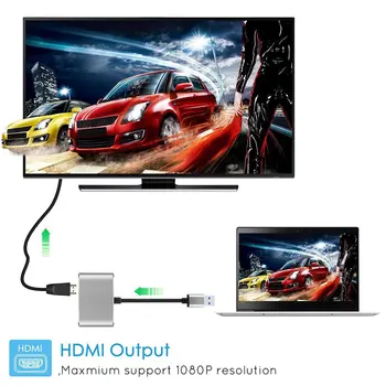 USB 3.0 uz HDMI VGA Adapteri 4K HD 1080P Multi-Display 2in1 USB uz HDMI Pārveidotājs Audio / Video Kabelis windows 7/8/10 iOS