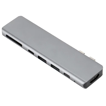 USB 3.1 Tipa C Rumbas Uz HDMI Adapteri 4K Thunderbolt 3 USB C Mezgls Mezgls 3.0 TF SD Lasītājs Slots PD Mac Book Pro/Air 2018