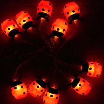 USB/Bateriju Darbināmas Ladybugs Led String Pasaku Gaismas Āra Dārza Žoga, Terases kukaiņu Nakts Apgaismojums, Ziemassvētku Vainags