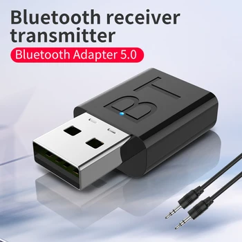 USB Bluetooth 5.0 Automašīnas Komplektu Bezvadu Mūzikas Stereo 3.5 mm Jack Audio Uztvērēju Adapteri Auto Bluetooth AUX Auto Radio MP3 PC