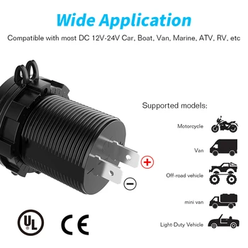 USB-C Auto Lādētājs Ātri Uzlādēt 3.0 C Tipa, ar LED Ciparu Voltmetrs Universal Strāvas Kontaktligzdai 12/24V Laivu, Automašīnu, Kravas automašīnu, Motociklu