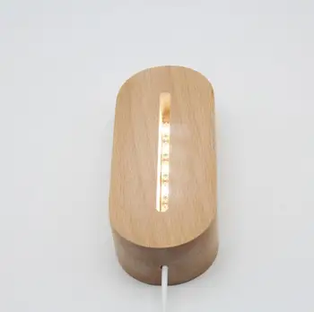 USB Koka Galda lampa ar Tukšu Akrila Paneļi Koka Galda Lampas DIY Nakts Apgaismojums, Ovālas/apaļā Gaismas Bāzes