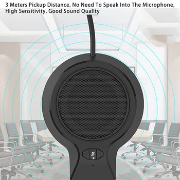 USB Konferenču Mikrofons, 360° Universāli orientēti Mikrofoni PC ar Izslēgtu, Plug & Play Video Tikšanās,Spēles,Sarunas