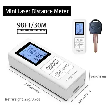 USB Lādējamu 30m Mini Infrasarkanā Diapazona Meklētāju 30 LCD Pitagora Režīmā Laser Range Finder Izmērīt Attālumu Laukums Tilpums