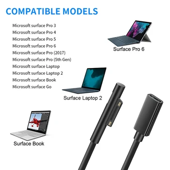 USB Type C PD 15V Barošanas Lādētāja Adapteri Converter Uzlādes Kabelis priekš Surface Pro 7/6/5/4/3/GO/GRĀMATU Klēpjdatoru 1/2