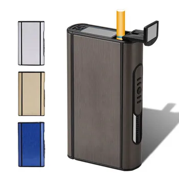 USB Uzlādes Elektriskās Šķiltavas Vīriešu Sīkrīkus Automātiskā Cigarešu Lietā Alumīnija Sakausējuma Dūmu Kastes Metāla Kastē Izmešana Turētājs
