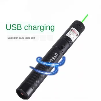 USB lādējamu zaļā lāzera rādāmkociņš 532 nm ultra-long starojuma attālums sarkana purpura lāzera iebūvēts akumulators 8-in-1 lampas turētājs
