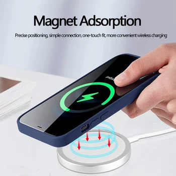 USTRIA Nekustamā Šķidruma Magnētisko Silikona Case For iPhone 12 Pro Max 12 Mini Magnēts Silicona Gadījumos Domāt Par Magsafe Bez Logo