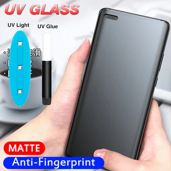UV Šķidruma Pilna Līmi, Matēts 9H Rūdīta Stikla Huawei Honor 30 Mate 40 20 Pro P30 P40 Nova Plus 7 Pro Matēta Ekrāna Aizsargs
