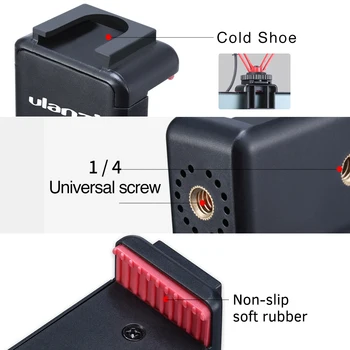 Ulanzi ST-07 Regulējams Tālruņa Turētājs Vlog Tālrunis Klipu, ar 1/4in Skrūvju Caurumi Paplašinot Aukstā Apavu Statīvu LED Gaismas Mikrofons