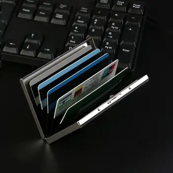 Ultra Thin Nerūsējošā Tērauda Kabatas RFID Pretbloķēšanas Kredītkartes Maka Turētājs Vīriešiem un Sievietēm ar 6 PVC Sloti