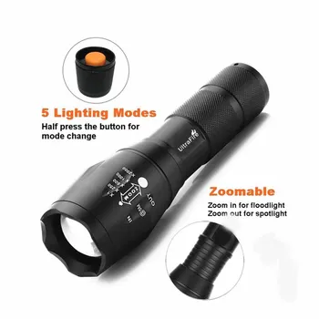 Ultrafire XM-LT6 lukturīti lāpu linterna ledzaklam pLampe de poche Zoom 5 režīmu 18650 lukturīti luz zibspuldzes gaismas taschenlampe