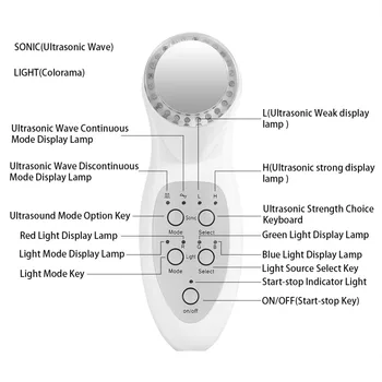 Ultraskaņas Sejas Massager 7 LED Gaismas Fotonu Atjaunošanos Sonic Liftinga Sejas Lifts Ādu Tīrāku 1Mhz Ultraskaņas Ķermeņa Spa Skaistums