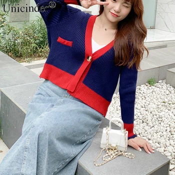 Unicinder Plus Lieluma Sieviešu Top korejas Versija Mazākumtautību Dizaina Ārvalstu Stila Īsa Adīta Jaka #9798