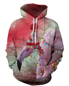 Unisex 3D Drukas Kapuci pelēkā vārna Ziemassvētku Aukliņu pelēkā vārna Ielas Stila Jaunums garām Piedurknēm Ķengura Kabata, sporta Krekli Džemperi