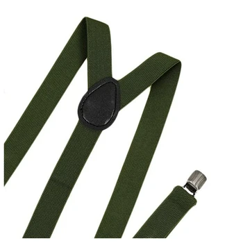 Unisex Klipu par Zeķu Elastīgs Y-Formas Atpakaļ Oficiālu Regulējami Bikšturi, Armijas Zaļa
