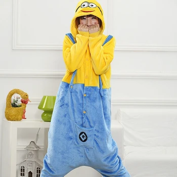 Unisex Pieaugušajiem Dzīvnieku Pidžamu Anime Onesie Blue Pocket Flaneļa Cute Karikatūra Silts Cosplay Sleepwear