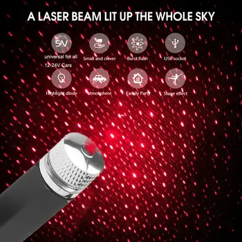 Universālo USB LED Zvaigžņu Projektors Neona Atmosfērā Apkārtējās vides Lampas Automašīnas Jumta, salona Apgaismojuma 5 pircējiem