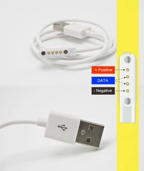 Universālā tipa Magnēts Iesūkšanas 4-pin Kontaktu 7,5 mm Smart Skatīties Aproces maksas Līnijas kabeli USB lādētāju, lai bērns smart skatīties