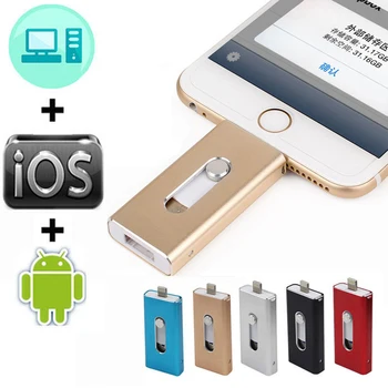 Usb Flash Drive iPhone & iPad un Android Tālruni Ārējās Glabāšanas 128GB iphone & huawei & USB 3 IN 1 Pendrive Dāvanu Usb Stick