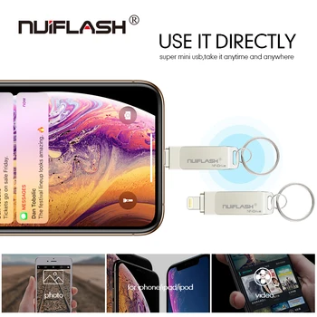Usb Flash Drive pendrive iPhone 6series/7/7Plus/8/X Usb/Otg/Zibens 2 in 1 Pen Drive iOS Ārējās atmiņas Ierīces,