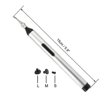 Uxcell Vakuuma Pildspalva ar 3 Iesūkšanas Spilventiņi Desoldering Iesūkšanas Pildspalvu Lodēt Ieguve Noņemšanas Līdzeklis White IC SMD Mikroshēma