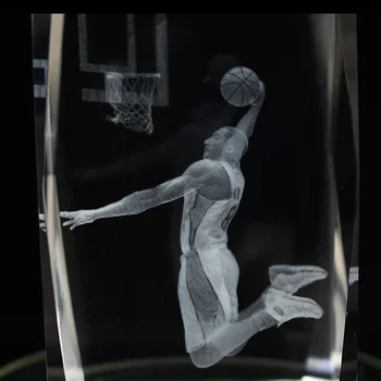 Uz visiem laikiem Manba Kobe Bryant Dunk 3D Attēlu, Lāzera Iekšā Kristāla Cube Figūriņas Statujas, Galda Rotājumi