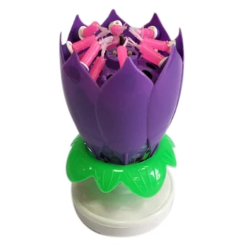 Uzlabot Multicolor Rotējošo Lotus Kūka Svece Elektroniskās Mūzikas Sveces Dzimšanas dienā, Kāzu @LS
