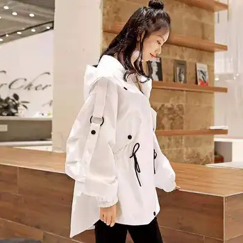 Uzrakt Mēteļi Sieviešu Kapuci Šiks Kravas Mēteļi Studentiem korejiešu Stilā Harajuku Retro Modes Lielajam Sieviešu Apģērbs Vējjaka JAUNAS
