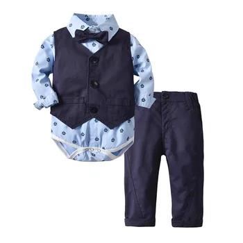 Uzvalks, Veste Baby Boy Romper Bikses Ar Tauriņu Puse Drēbes, Tērpi Zīdaiņiem Jaundzimušo Zēnu Apģērbs 3 6 9 18 24 M