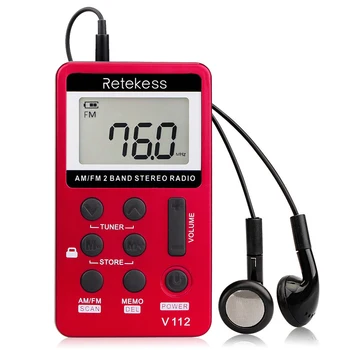V-112 Portatīvo AM/FM Stereo Radio Kabatas LCD Displeja Ekrāns, 2 Joslu Digital Tuning Radio w/ Austiņas Uzlādējams Akumulators