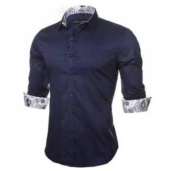 VISADA JAUNA Vīriešu Krekls 2019 Modes Gadījuma garām Piedurknēm Cietā Kokvilnas pieguļoša Kleita Biznesa Krekli Vīriešu Zīmolu Apģērbu 5XL