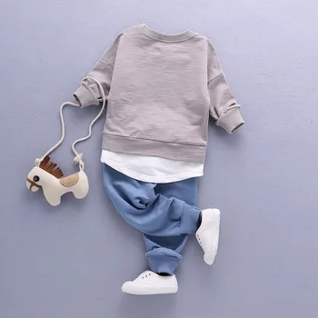 VIŅŠ Sveiki Baudīt Bērnu Drēbes Zēniem Rudens garām Piedurknēm Cietā Topi+Bikses 2gab Kostīmi Bērniem, Apģērbu Komplekti Toddler Treniņtērpi 1-4Y