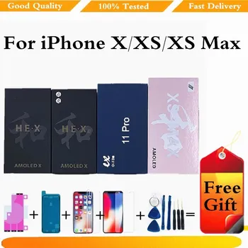 VIŅŠ X XS OLED Displeju iPhone X XS Max LCD Displejs, Touch Screen Digitizer Asamblejas Nav Mirušo Pikseļu iPhone X LCD Ekrāna Daļa