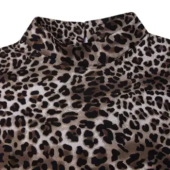 VONDA ir 2021. Gadījuma Sieviešu Blūzes ar garām Piedurknēm, Elegants Sevy Vasaras Leopards Drukāt Blūze OLA Asimetrisks Krekls Ilgu Plus Lieluma Galotnēm