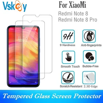VSKEY 10pcs 2.5 D Rūdīta Stikla Xiaomi Redmi Piezīme 8 Pro Screen Protector Redmi, Ņemiet vērā, 8T Anti Scratch Aizsardzības Plēves