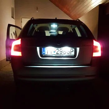 VW Skoda Octavia 1Z Roomster 5J CANBUS Auto LED Skaits, numura zīme Apgaismojumu Bez Kļūdām 3528 SMD Balts Numura zīmes Lukturi